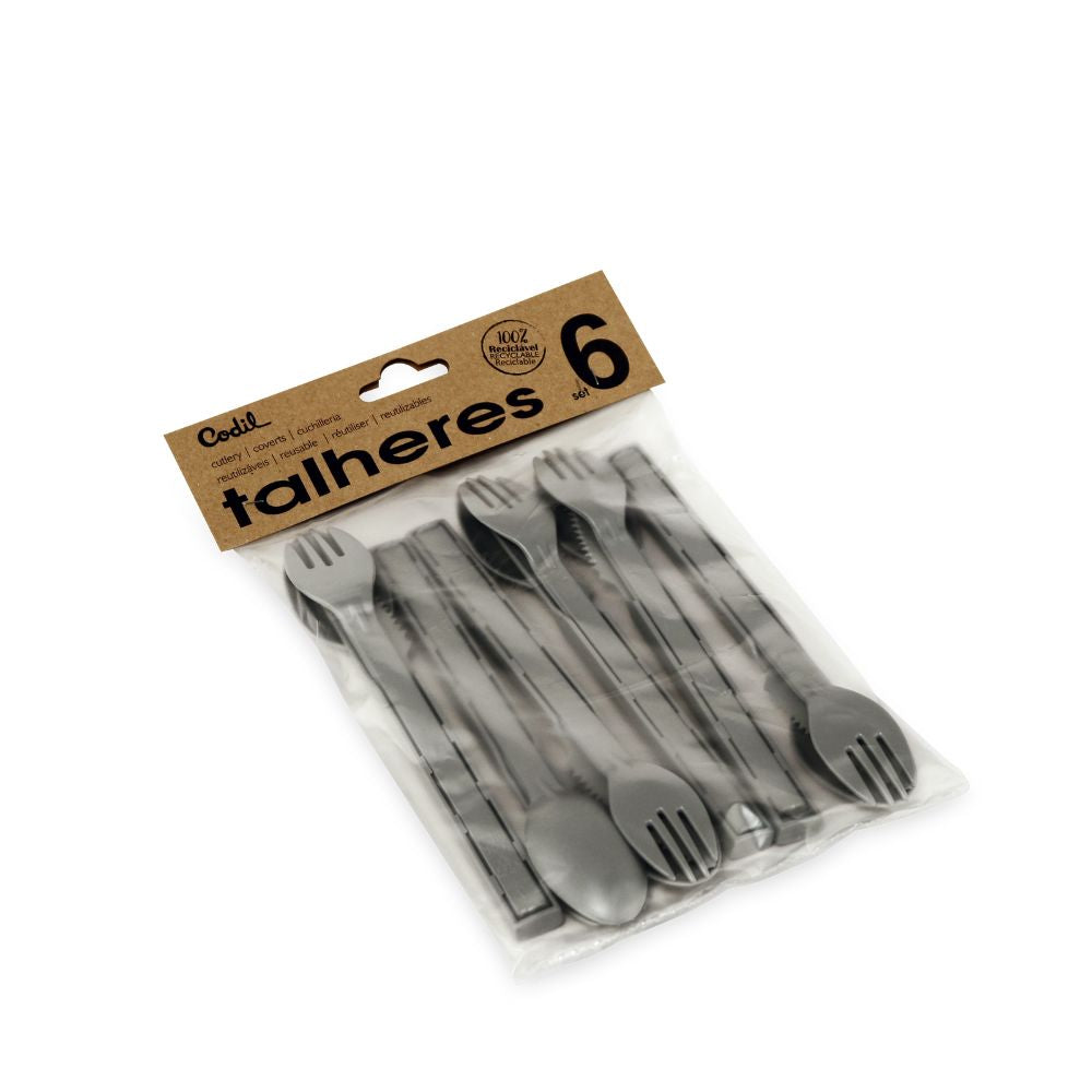 Conjunto 18 Talheres Reutilizáveis | 6 Facas Garfos Colheres | Marmitas On-The-Go