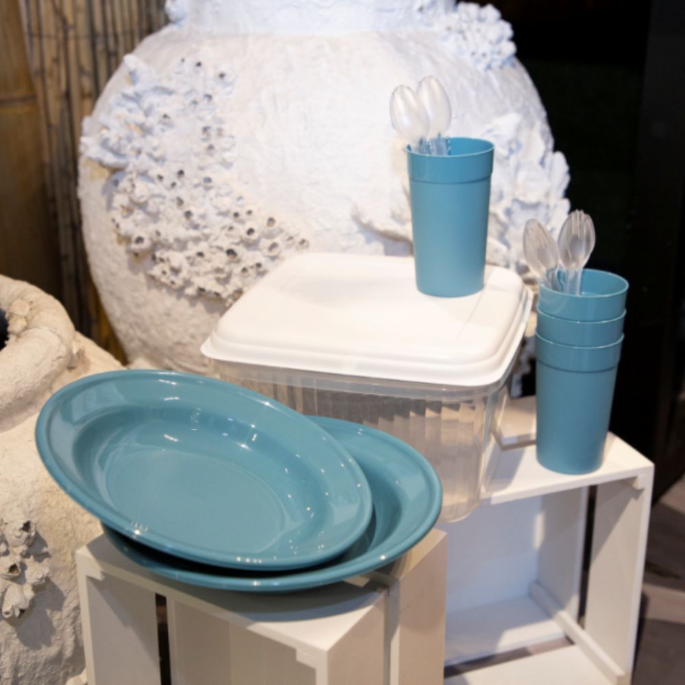 Conjunto Picnic 13 Peças | Para 4 Pessoas Caixa Quadrada | Refeições ao Ar Livre