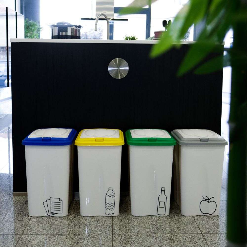 Contentor Lixo Ecoponto | Saco 30L | Separação Resíduos com Tampa EasyTouch