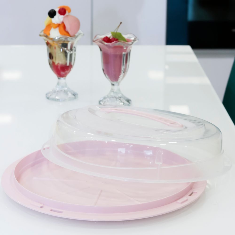 Porta Bolos Colors | Ø350 x 90mm | Base Reversível e Transporte Seguro com Travas