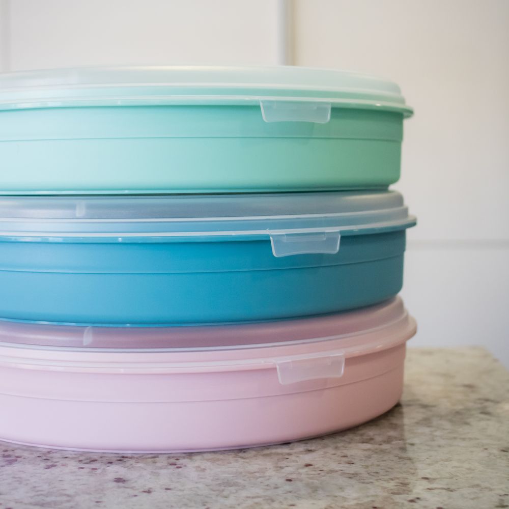 Porta Tartes Colors | Ø300 x 65mm | Transporte Seguro com Tampa de Fecho