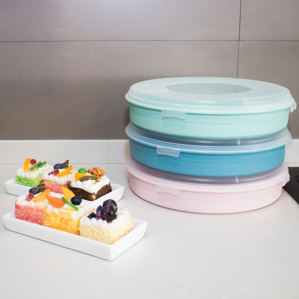 Porta Tartes Colors | Ø300 x 65mm | Transporte Seguro com Tampa de Fecho