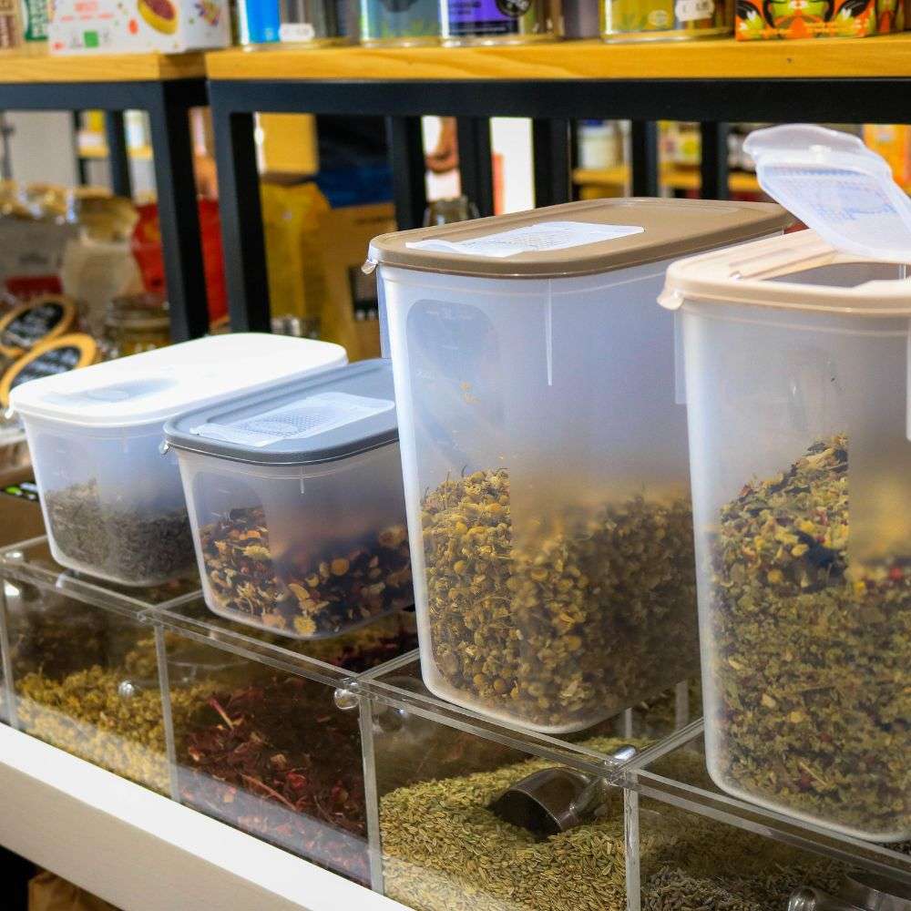 Conjunto 2 Caixas Alimentos c/ Dispensador | 1.7L + 3.4L | Conservação Secos Fácil