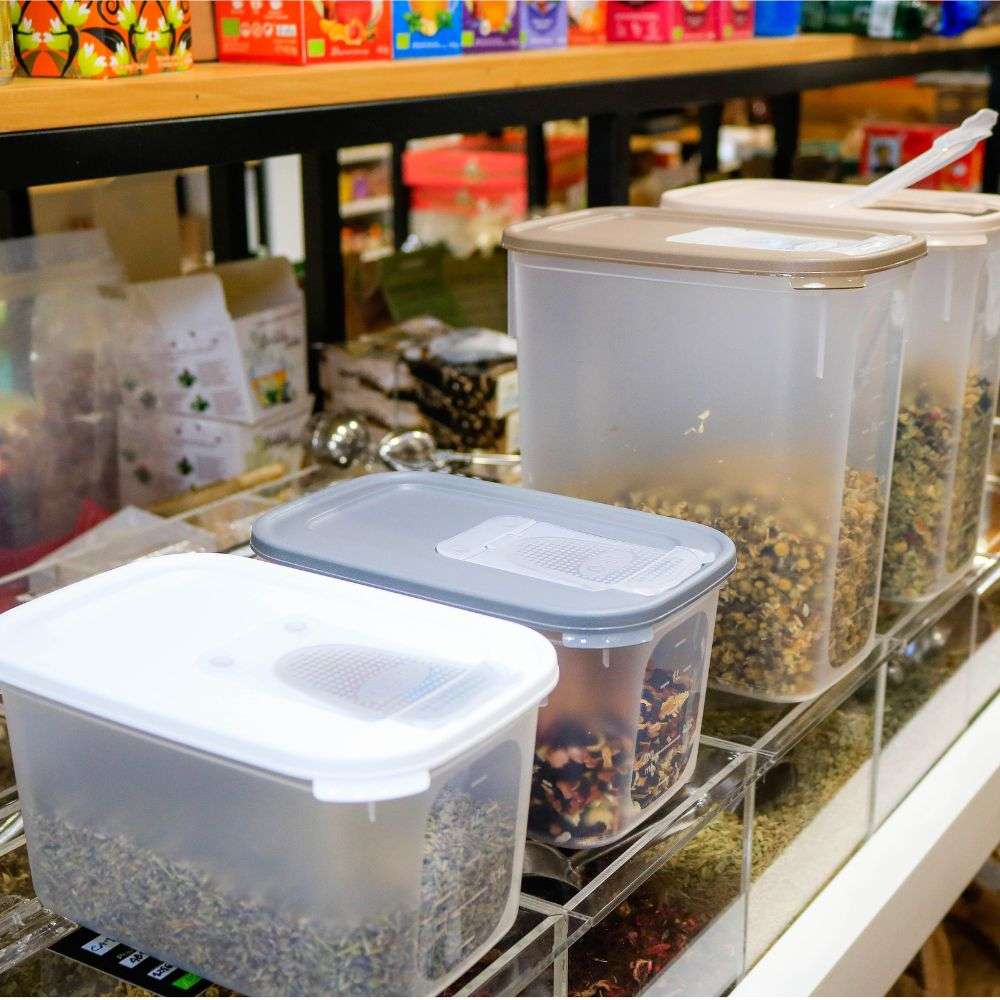 Conjunto 2 Caixas Alimentos c/ Dispensador | 1.7L + 3.4L | Conservação Secos Fácil