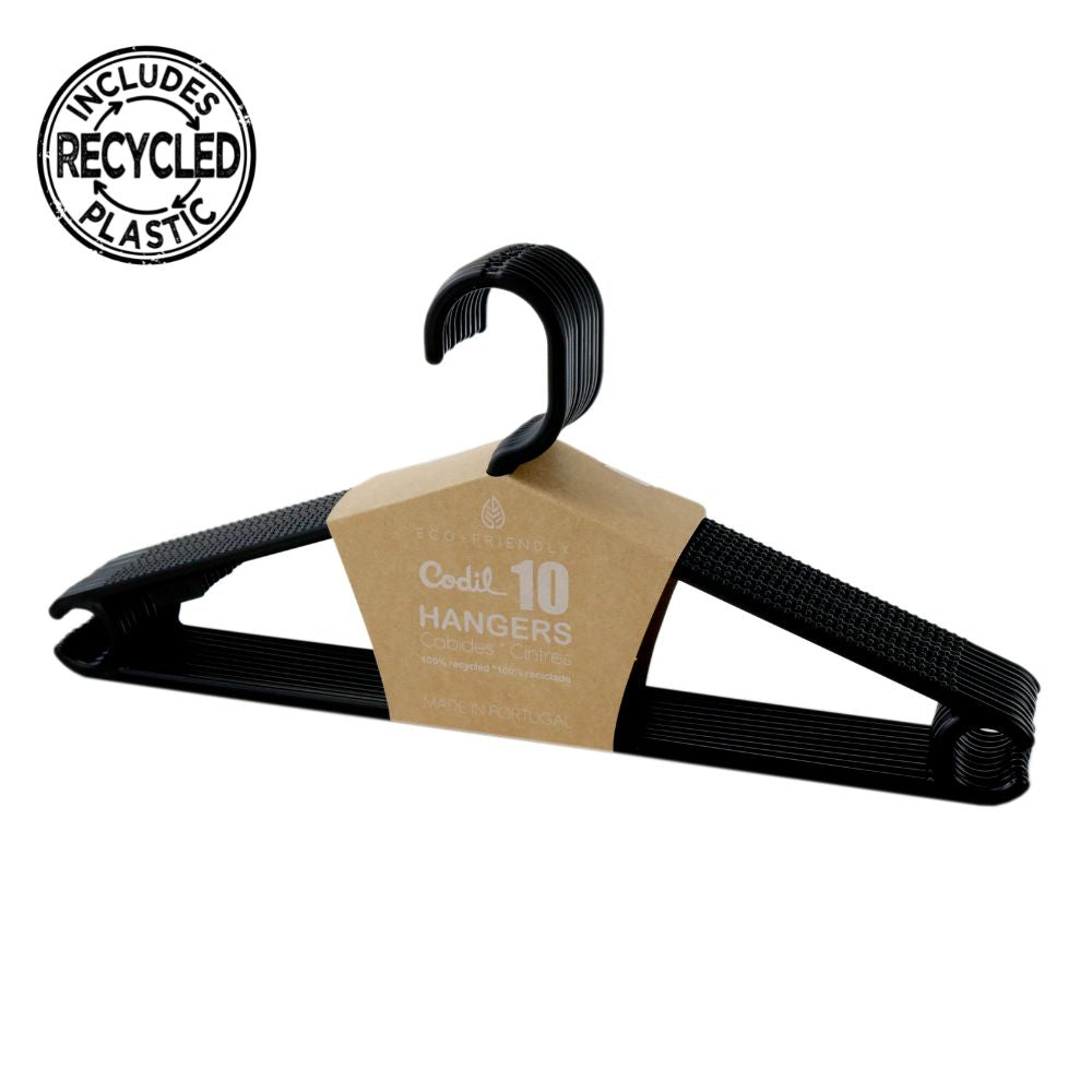 Conjunto 10 Cabides | Adulto Standard | 395x185mm | Plástico Reciclado Organização Roupeiro