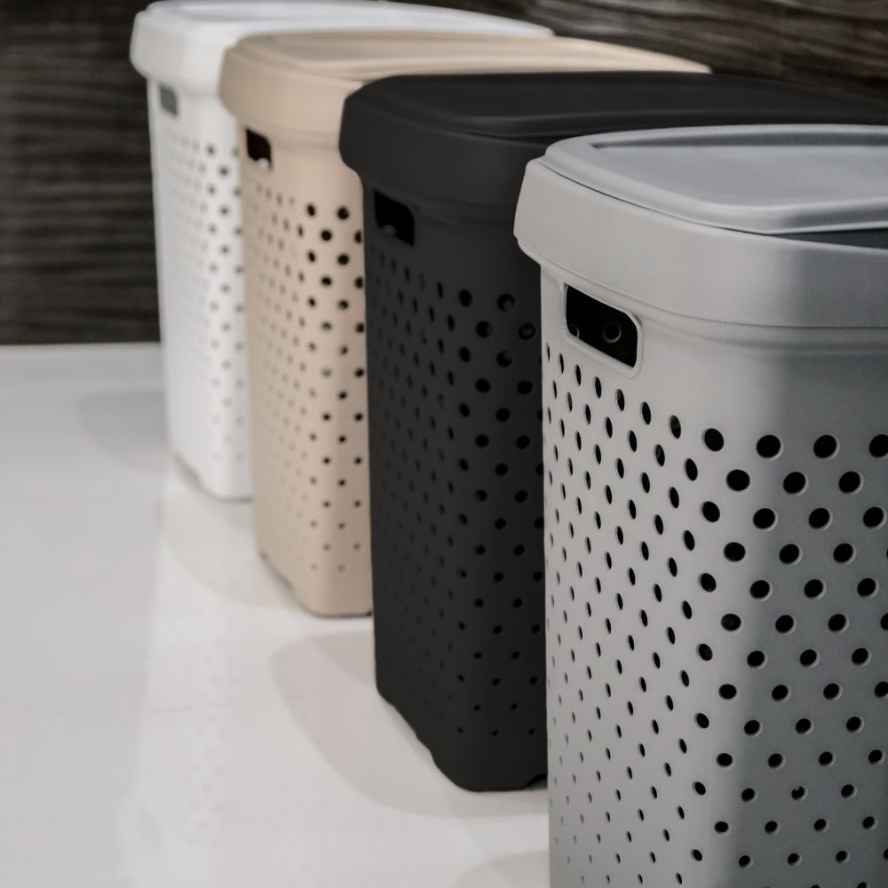Conjunto Cestos Roupa 3 Peças | Cesto Roupa Suja 50L ou 70L Ventilado | Organização Lavandaria Completa