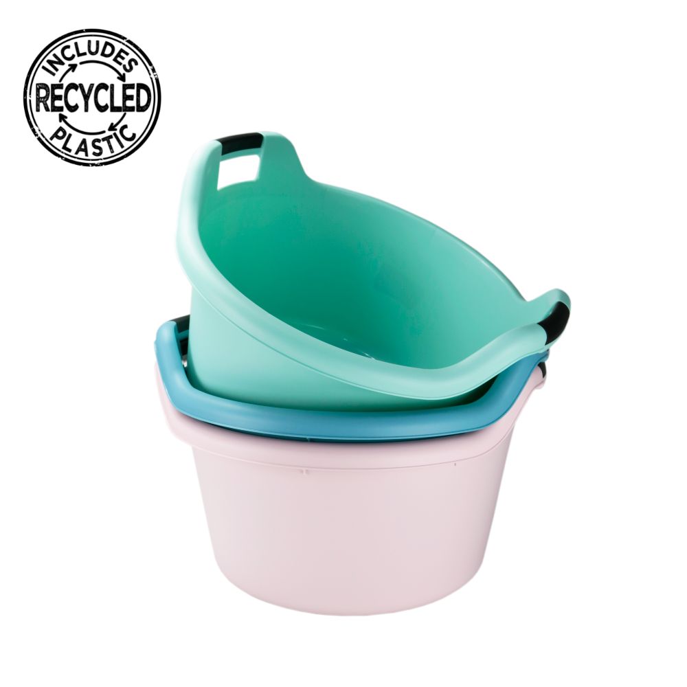 Bacia Redonda OkTop Colors com Pegas | 20L | Ø460x268mm | Grande Capacidade Transporte Fácil