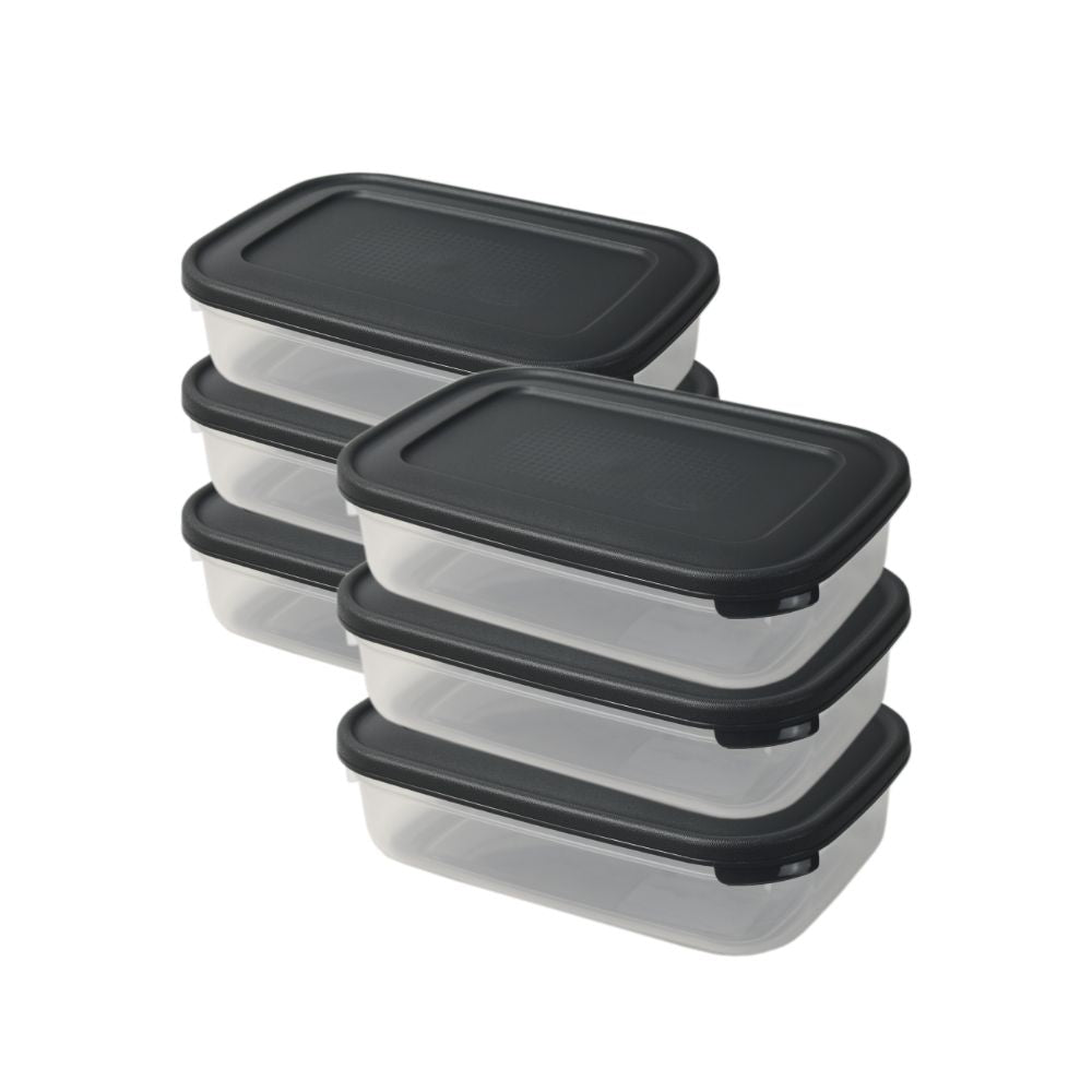 Conjunto 6 Caixas Alimentos | 0.8L | 188x124x53mm | Meal Prep Hermético