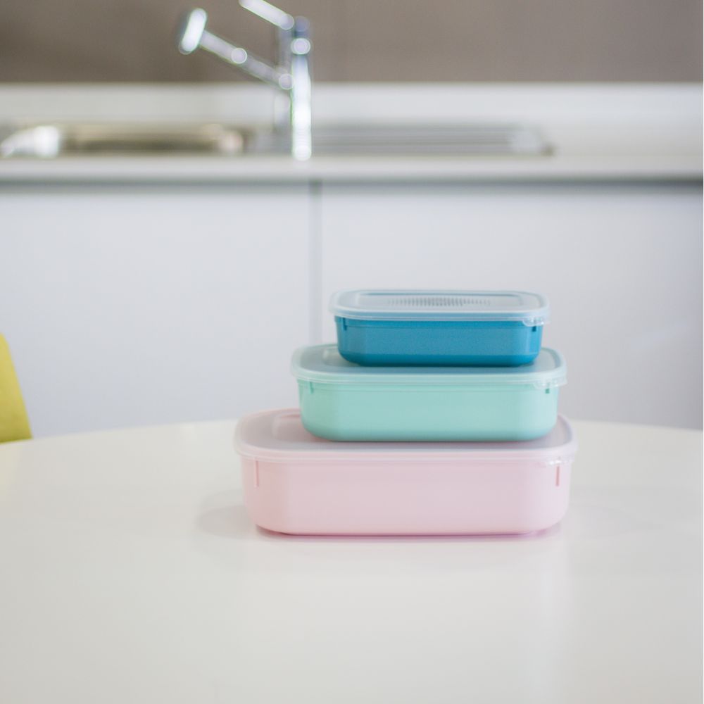 Conjunto 3 Caixas Meal Prep Colors | 0.8L, 1.6L, 3.2L | Empilháveis e Anti-fuga