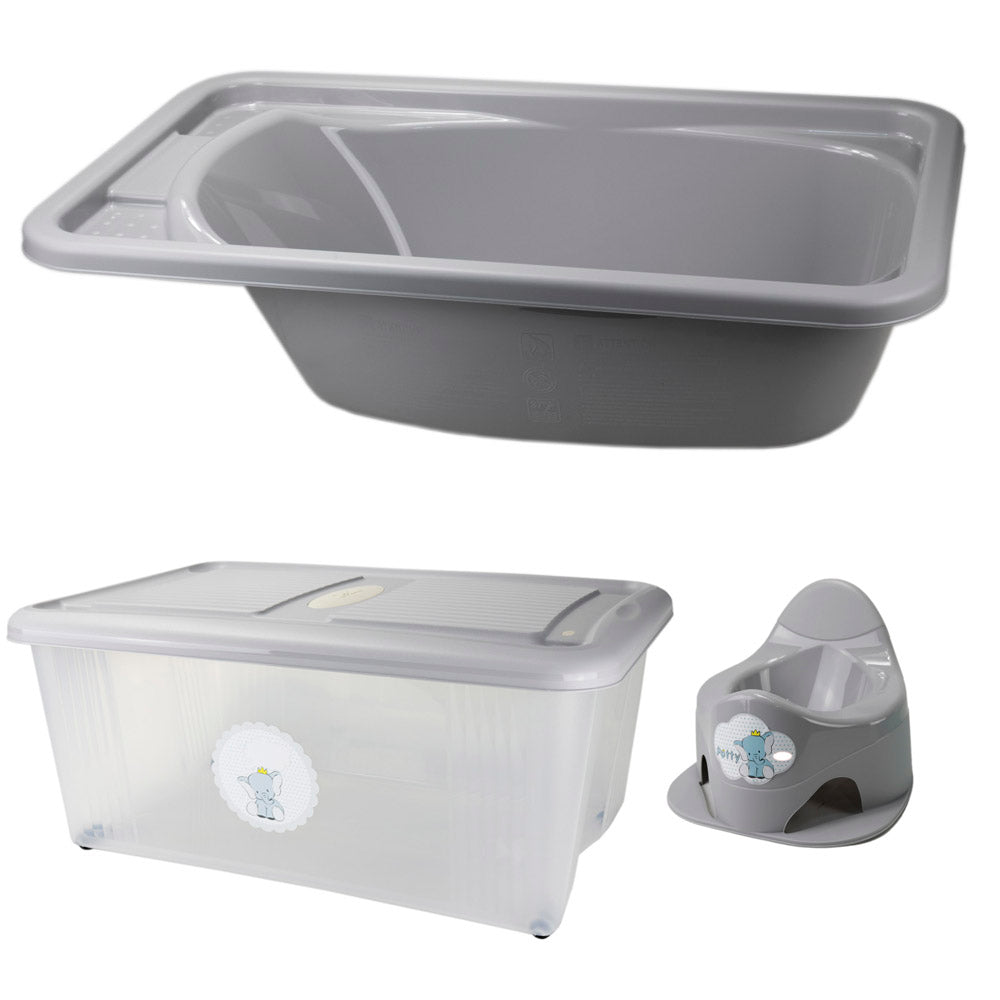 Conjunto Banho Bebé Completo | 3 Peças | Higiene Conforto Organização