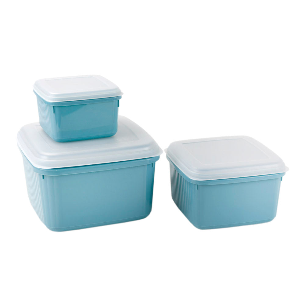 Conjunto 3 Caixas Quadradas Colors | 0.8L-4L | Armazenamento Versátil Empilhável