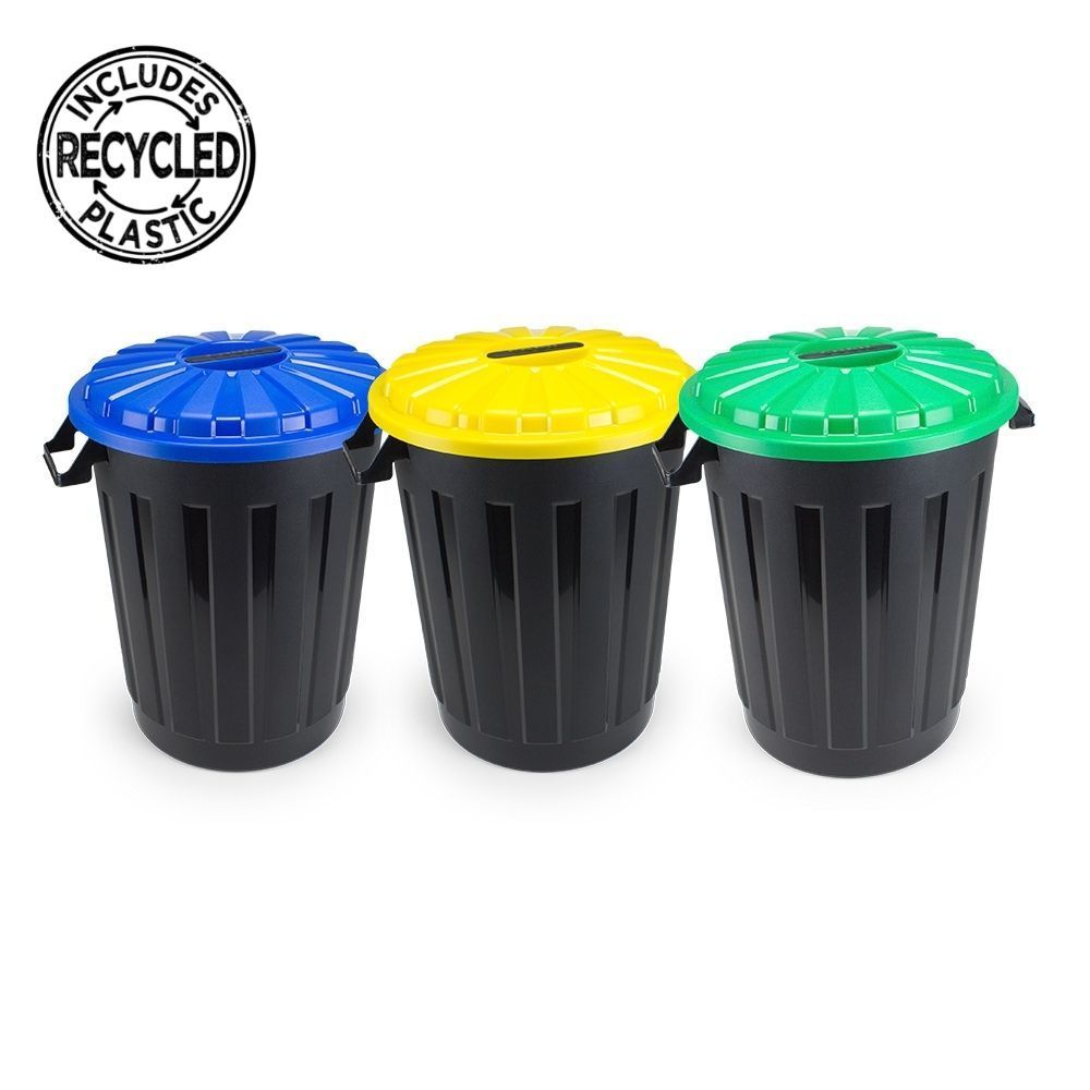 Conjunto Ecoponto BBC ECO Base Preta | 3x30L | Ø358x470mm | Separação Lixo Organizada