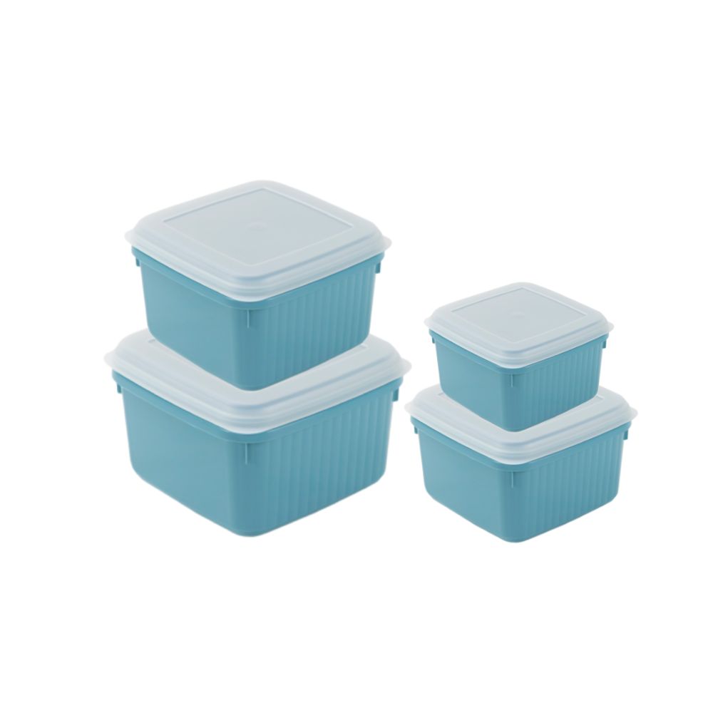 Conjunto 4 Caixas Quadradas Alimentos | 0.8L-6L | Armazenamento Versátil Empilhável