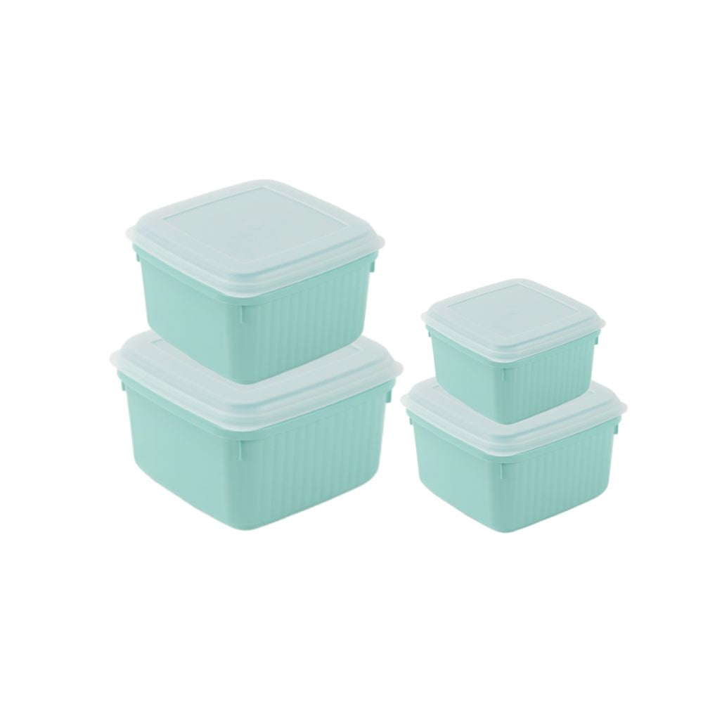 Conjunto 4 Caixas Quadradas Alimentos | 0.8L-6L | Armazenamento Versátil Empilhável