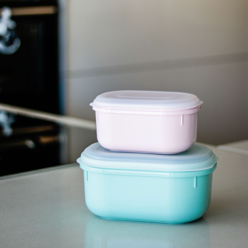 Conjunto 2 Caixas Ovais Alimentos Colors | 1.3L+2.6L | Transporte Prático Formato Oval