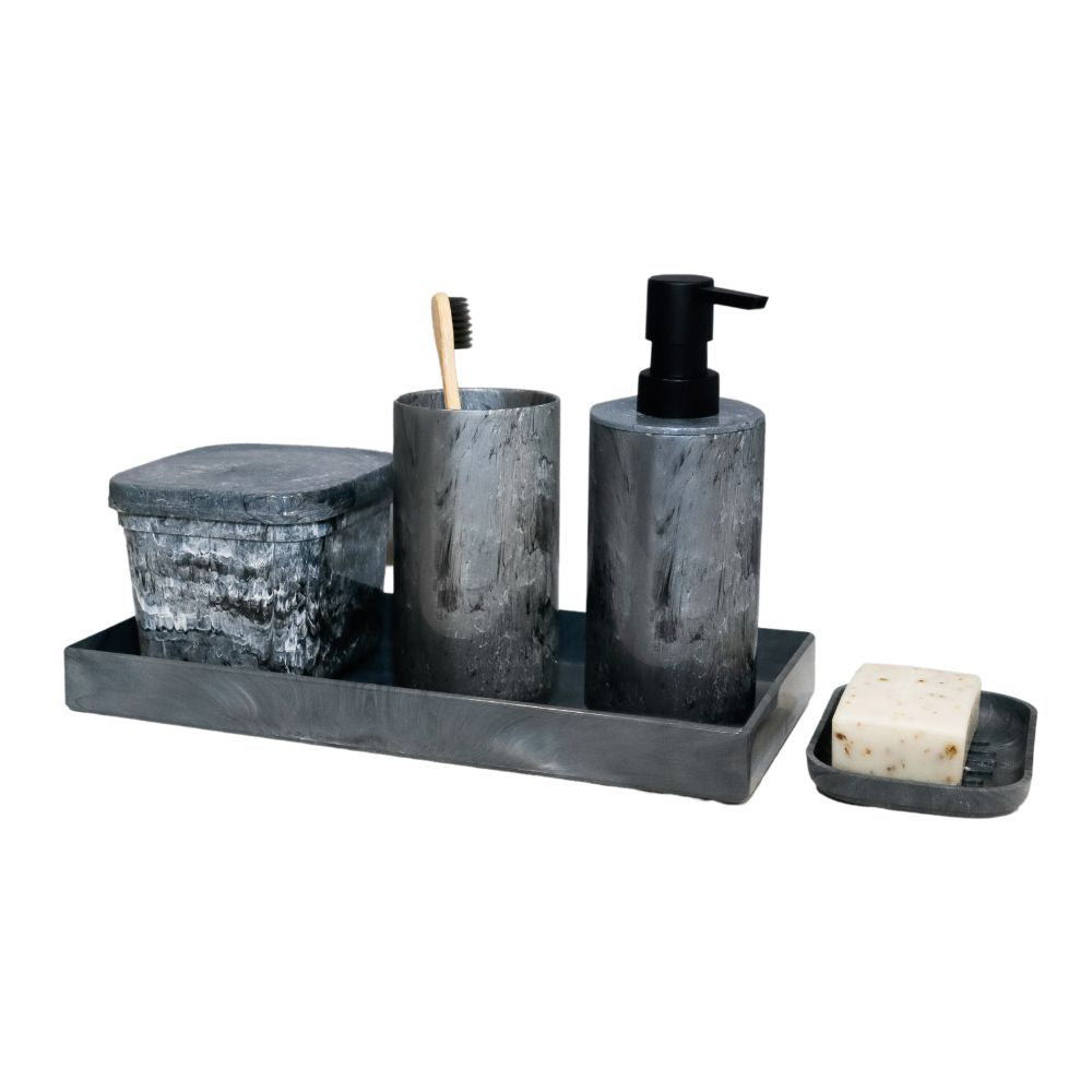 Conjunto WC Completo Stone | 5 Peças Efeito Mármore | Organização Elegante Casa Banho