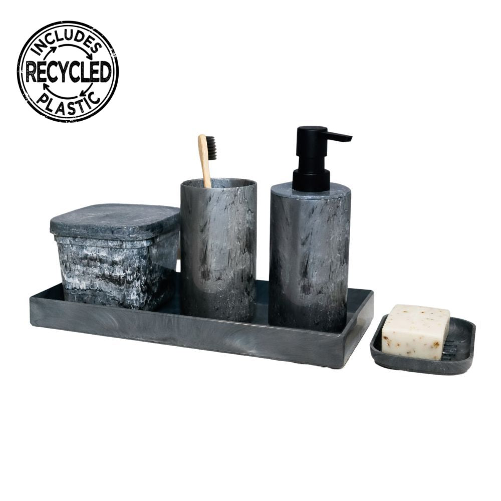 Conjunto WC Completo Stone | 5 Peças Efeito Mármore | Organização Elegante Casa Banho