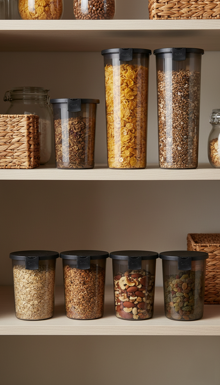 Conjunto de 3 Recipientes Herméticos com Tampa Doseadora | Sistema Modular | Conservação Prática e Eficiente