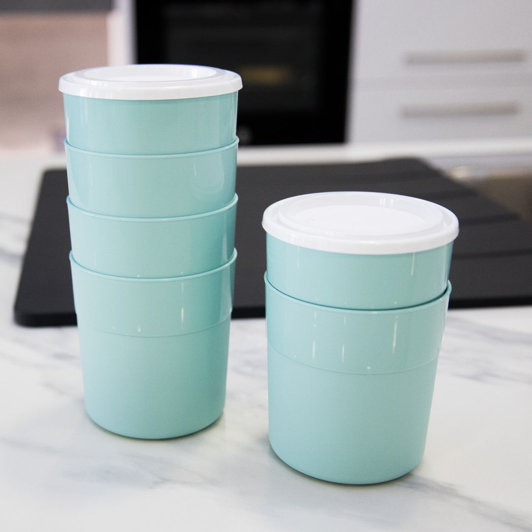 Copo Snacks com Tampa Conjunto de 6 | 0.28L | Ø72x82mm | Lanches Herméticos Portáteis