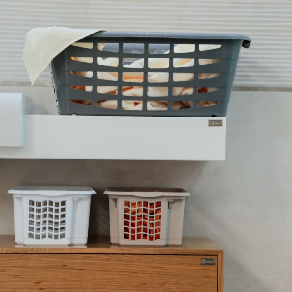 Conjunto Cestos Roupa 3 Peças | Cesto Roupa Suja 50L ou 70L Ventilado | Organização Lavandaria Completa