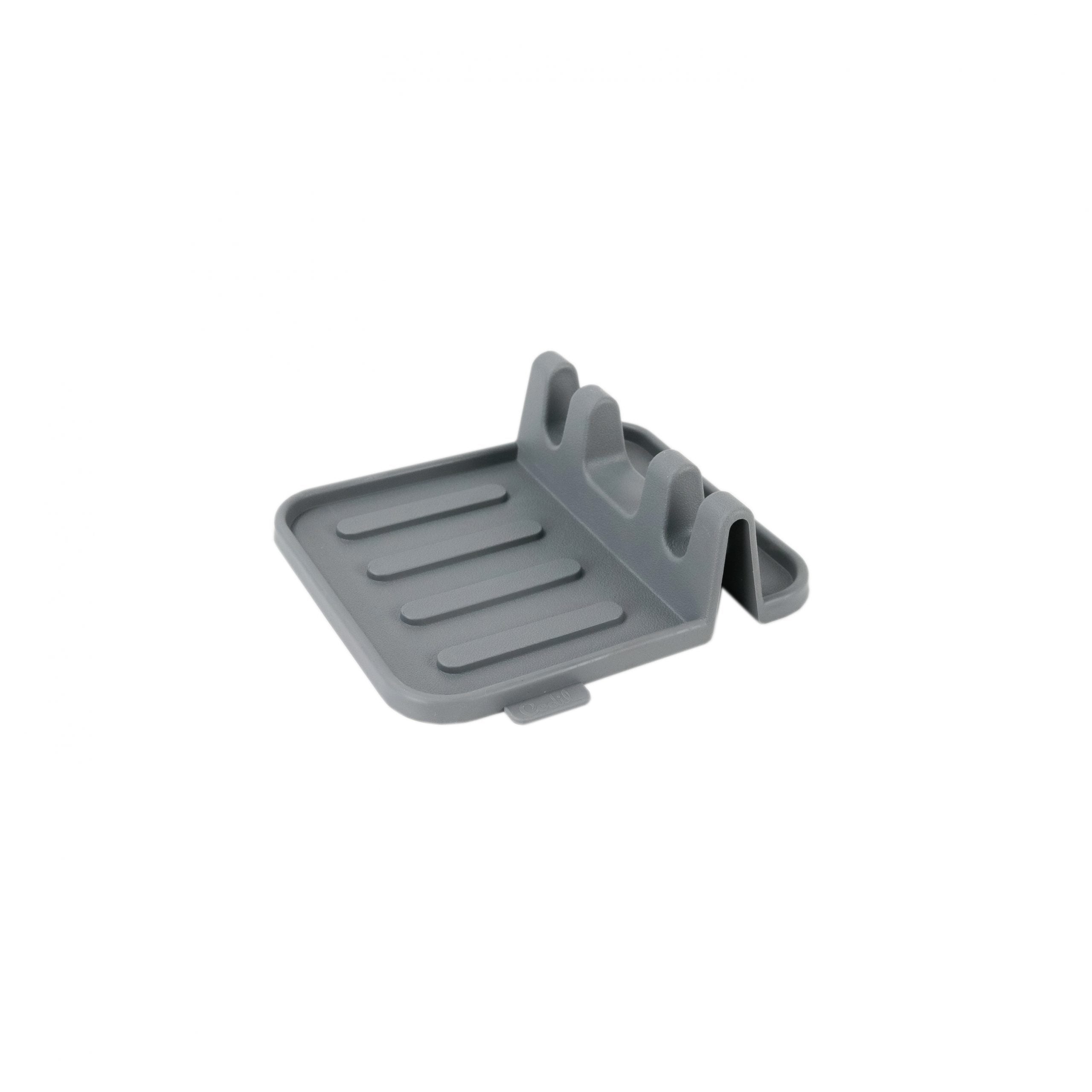 Suporte para utensílios cinzento, em fundo branco