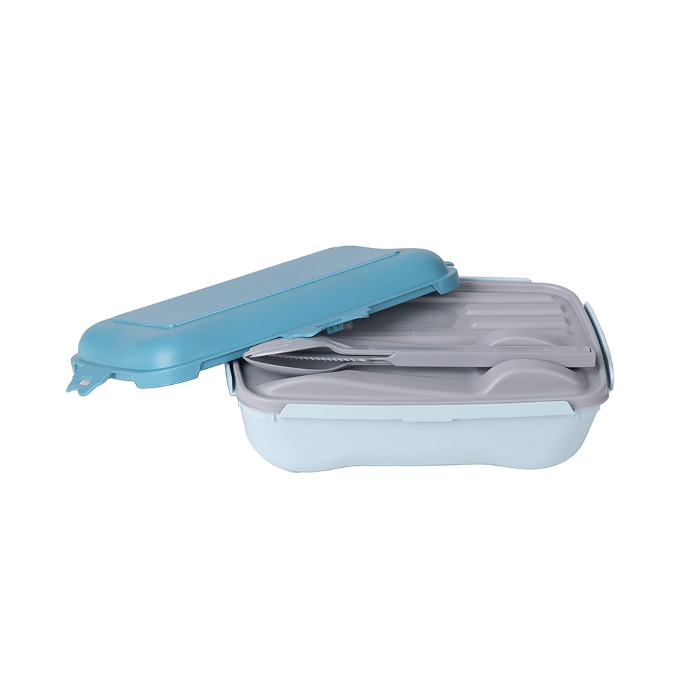 Marmita com Divisória e Talheres | 0.9L | 203x143x70mm | Hermética e Completa