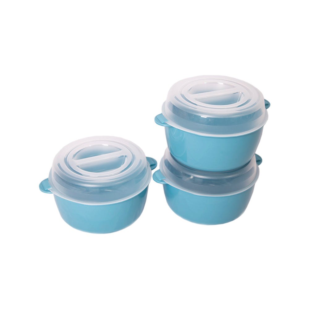Conjunto 3 Caixas Alimentos Redondas Colors | 1.2L | Organização Colorida