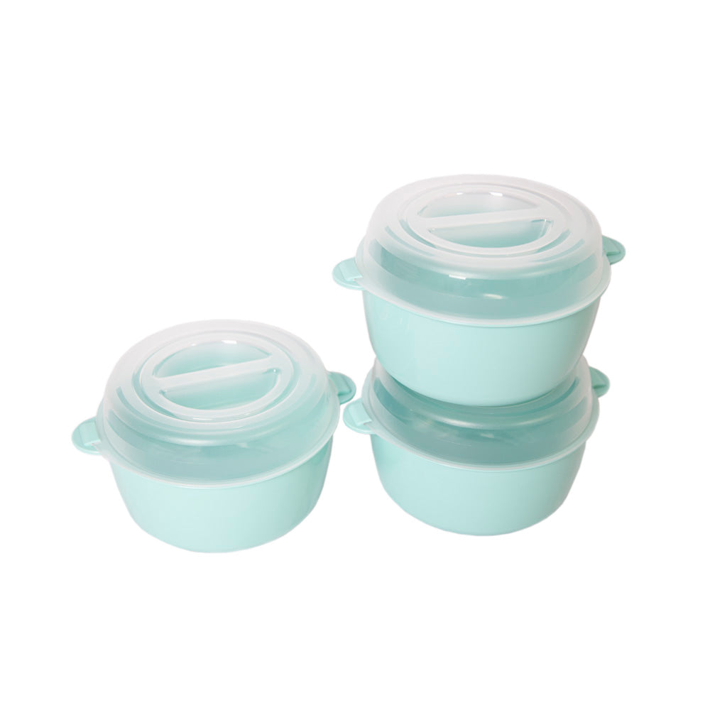 Conjunto 3 Caixas Alimentos Redondas Colors | 1.2L | Organização Colorida