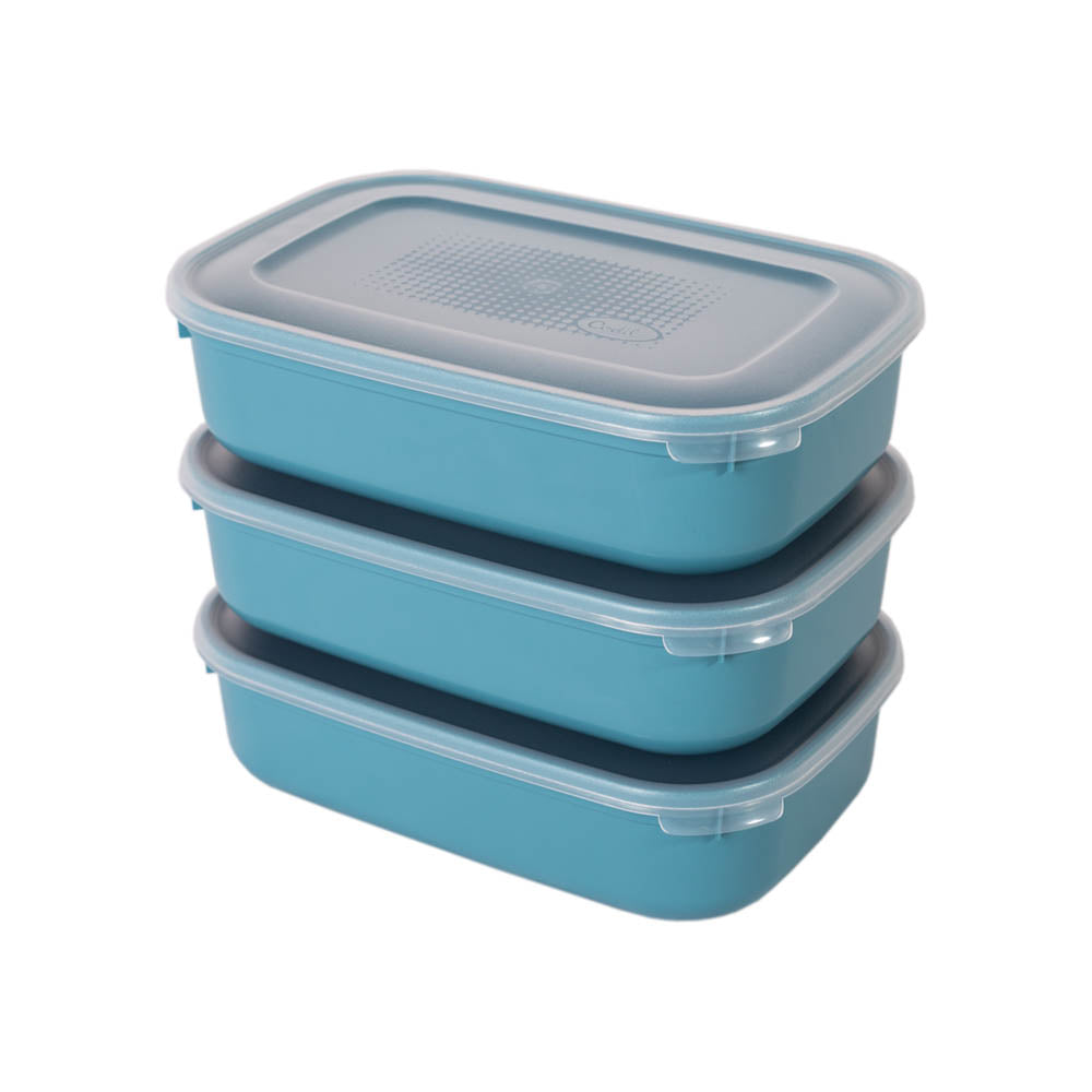Conjunto 3 Caixas Alimentos Colors | 0.8L ou 1.6L | Armazenamento Hermético Empilhável
