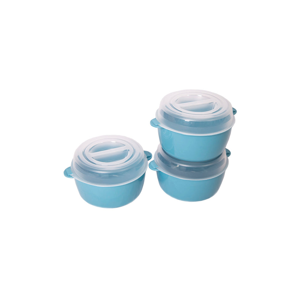 Conjunto 3 Caixas Alimentos Redondas Colors | 1.2L | Organização Colorida