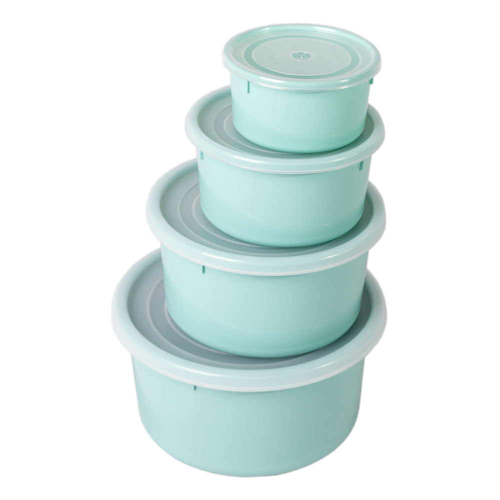 Conjunto 4 Caixas Alimentos Redondas | 0.3L a 2.1L | Ø102 a Ø195mm | Herméticas e Sem BPA