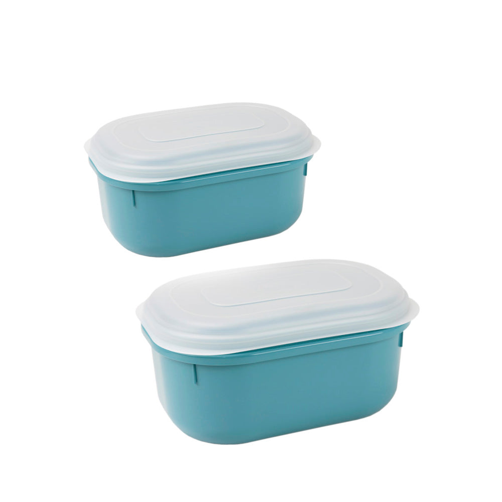 Conjunto 2 Caixas Ovais Alimentos Colors | 1.3L+2.6L | Transporte Prático Formato Oval