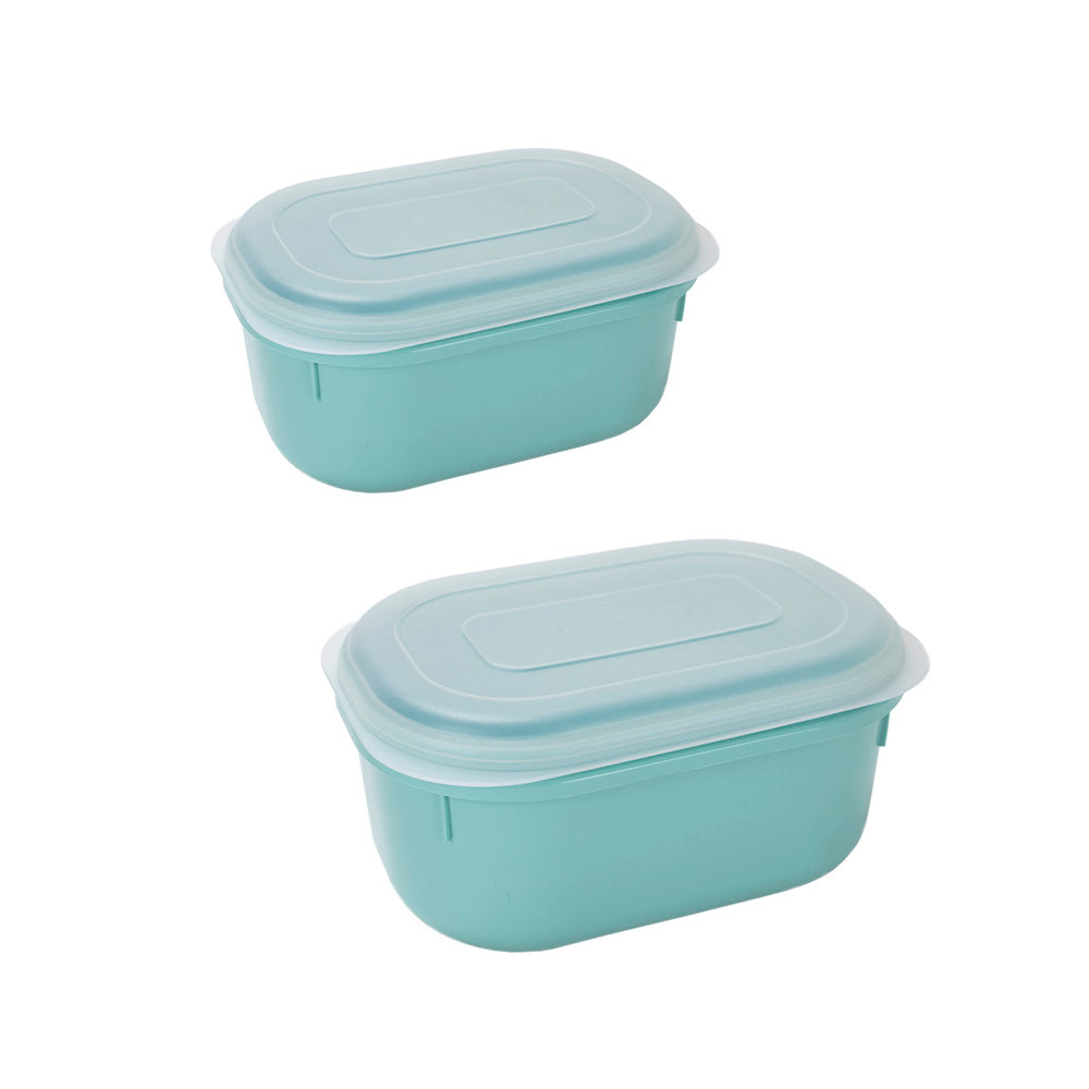 Conjunto 2 Caixas Ovais Alimentos Colors | 1.3L+2.6L | Transporte Prático Formato Oval