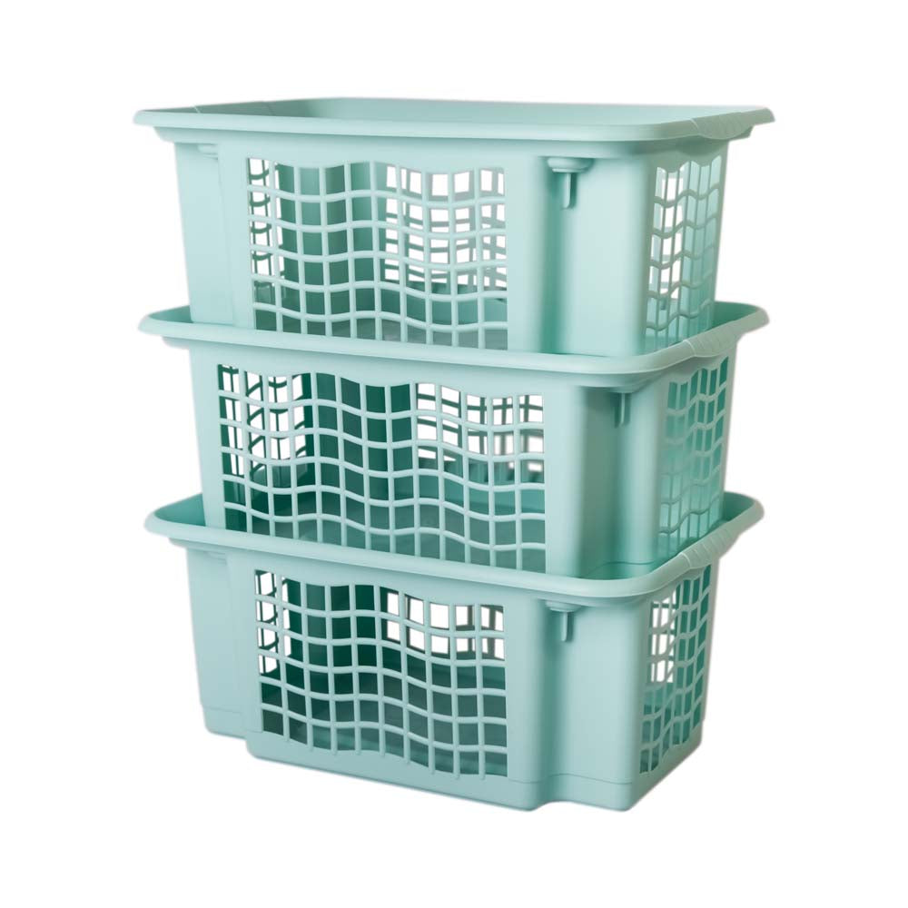 Conjunto 3 Cestos Arrumação Colors | 360x255x160mm | Empilháveis e Organização Vertical