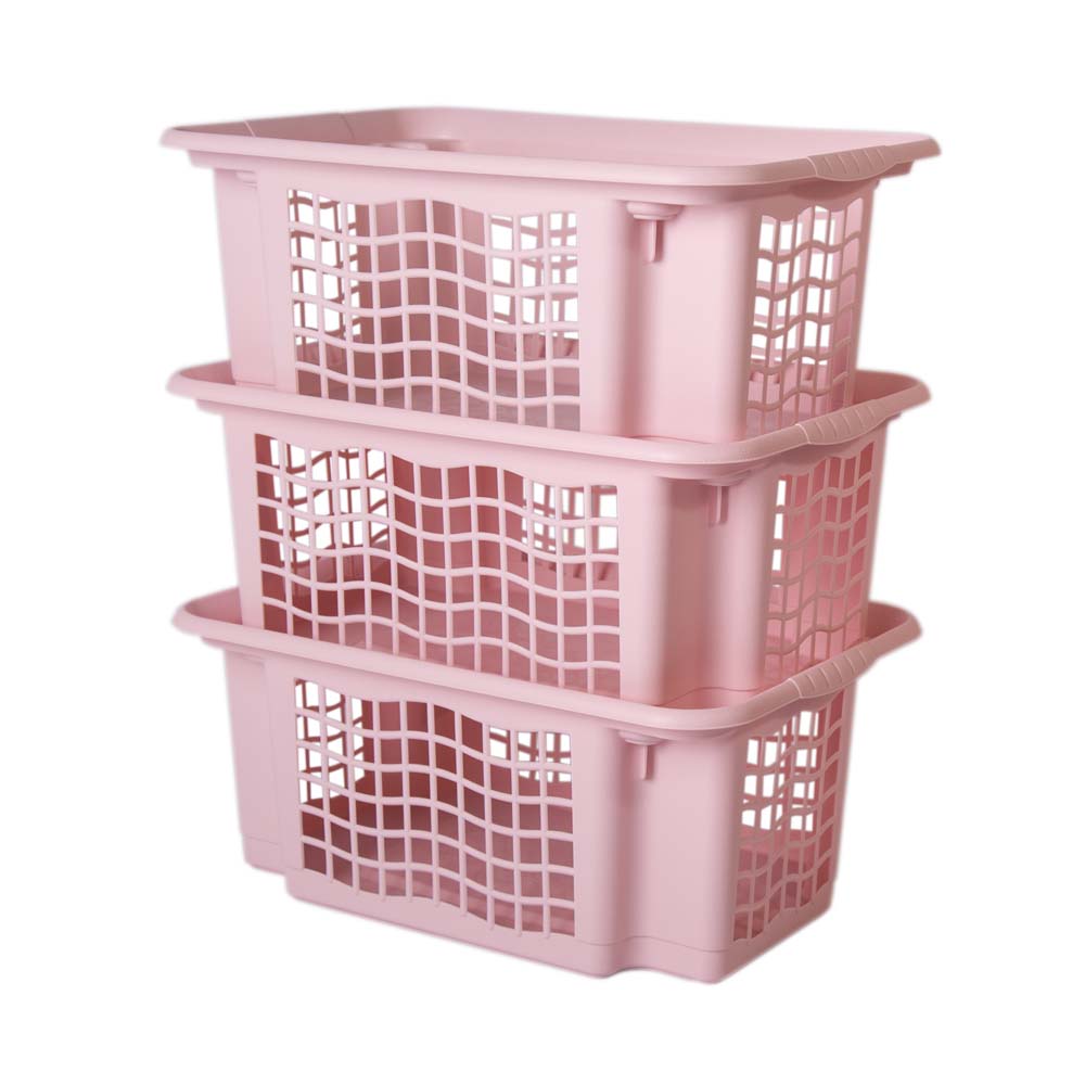 Conjunto 3 Cestos Arrumação Colors | 360x255x160mm | Empilháveis e Organização Vertical