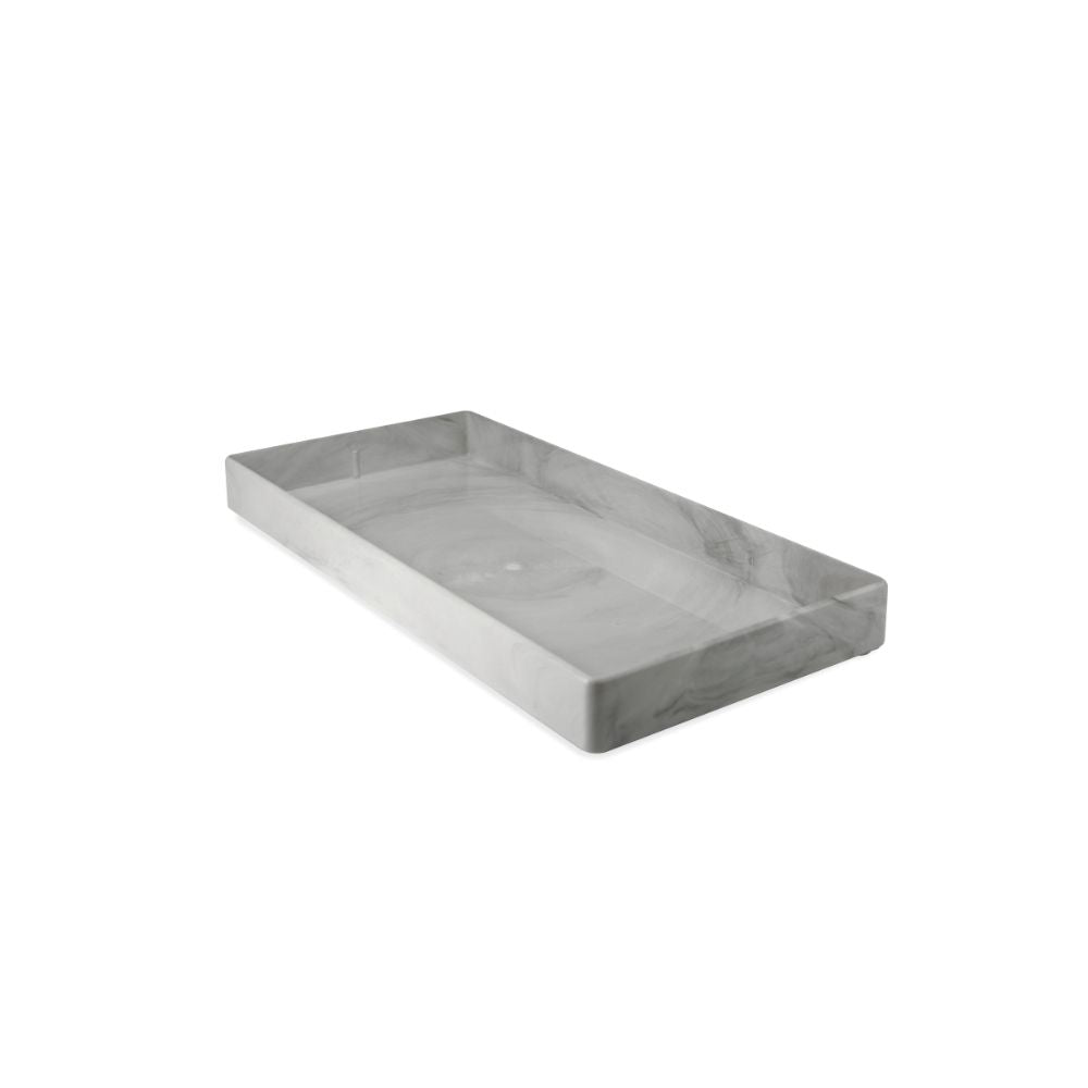 Tabuleiro com aspeto marmore, em tons claros, em fundo brando