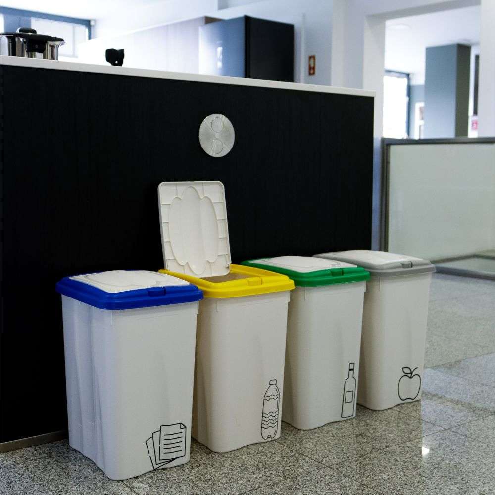 Conjunto Ecoponto 4 Contentores | Cores Reciclagem | Separação Fácil Lixo Doméstico