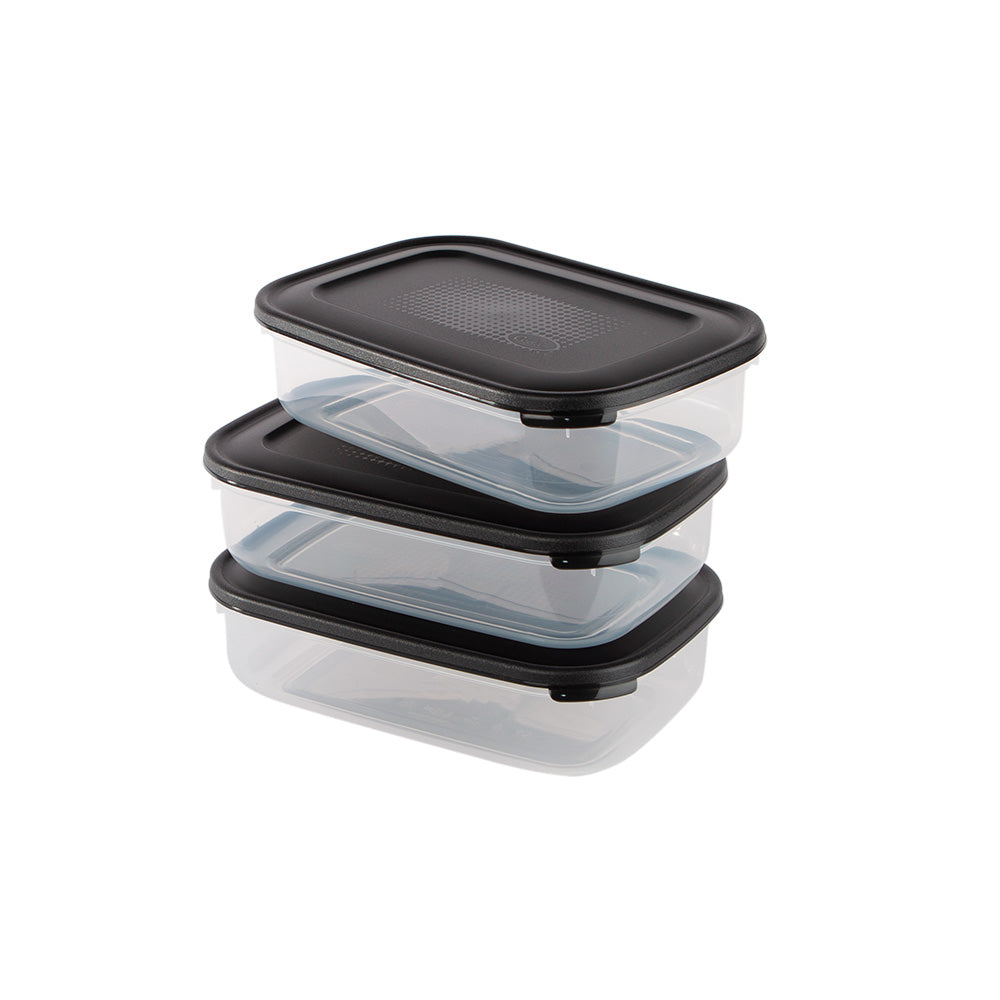 Conjunto de 3 Caixas para Alimentos 1,6L | 235 x 155 x 65mm | Conservação e organização com confiança