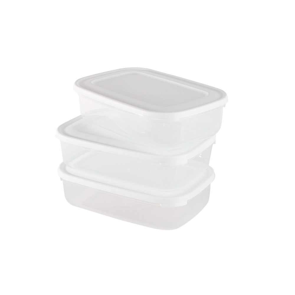 Conjunto de 3 Caixas para Alimentos 1,6L | 235 x 155 x 65mm | Conservação e organização com confiança