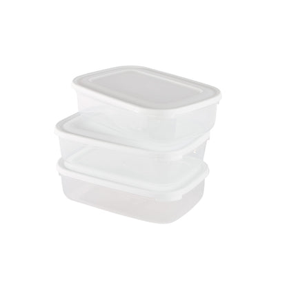 Conjunto de 3 Caixas para Alimentos 1,6L | 235 x 155 x 65mm | Conservação e organização com confiança