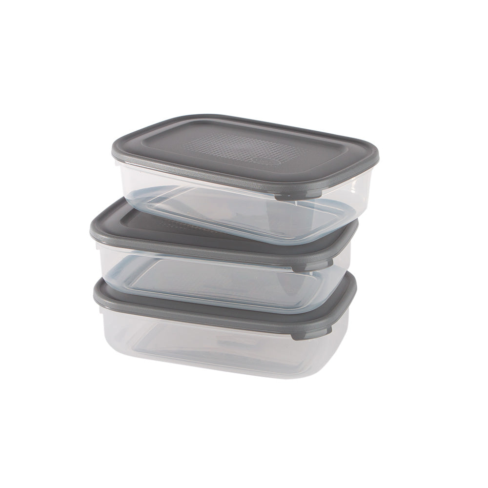 Conjunto de 3 Caixas para Alimentos 1,6L | 235 x 155 x 65mm | Conservação e organização com confiança