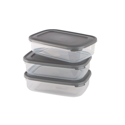 Conjunto de 3 Caixas para Alimentos 1,6L | 235 x 155 x 65mm | Conservação e organização com confiança