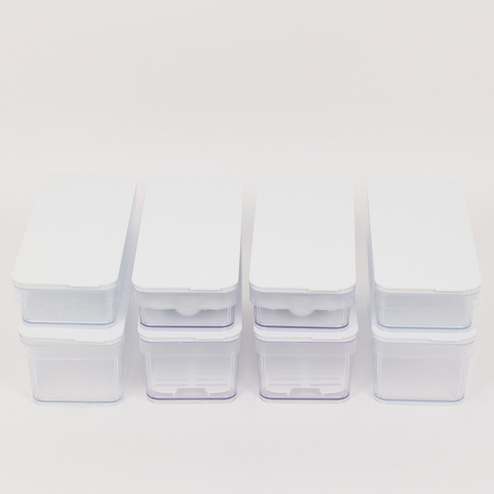 Conjunto Organizador de Frigorífico | 8 peças | Pack completo para organização total | Transparente, resistente e ideal para conservar alimentos com frescura