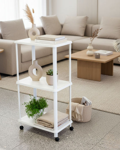 Estante com Rodas | 3 Prateleiras | 970x500x300mm | Organização Móvel Sustentável